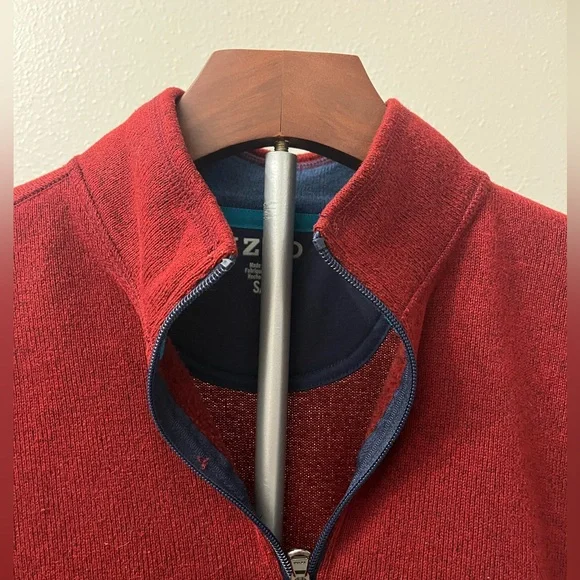 IZOD Red Zip Up Sweater - Small - Picture 3 of 4